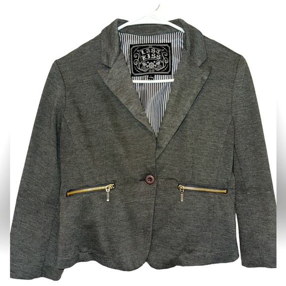 last kiss Jackets & Blazers - Grey One Button Blazer
